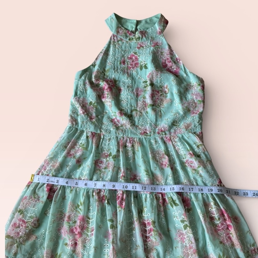 New Eliza J Dress Mint Green Floral Eyelet Halter Dress Size 8 - Picture 8 of 13
